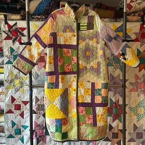 Honeybea Long Quilt Coat Made With Vintage Quilts One Of A Kind L XL